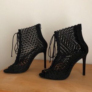 Black Zara Suede Open Toe Heels